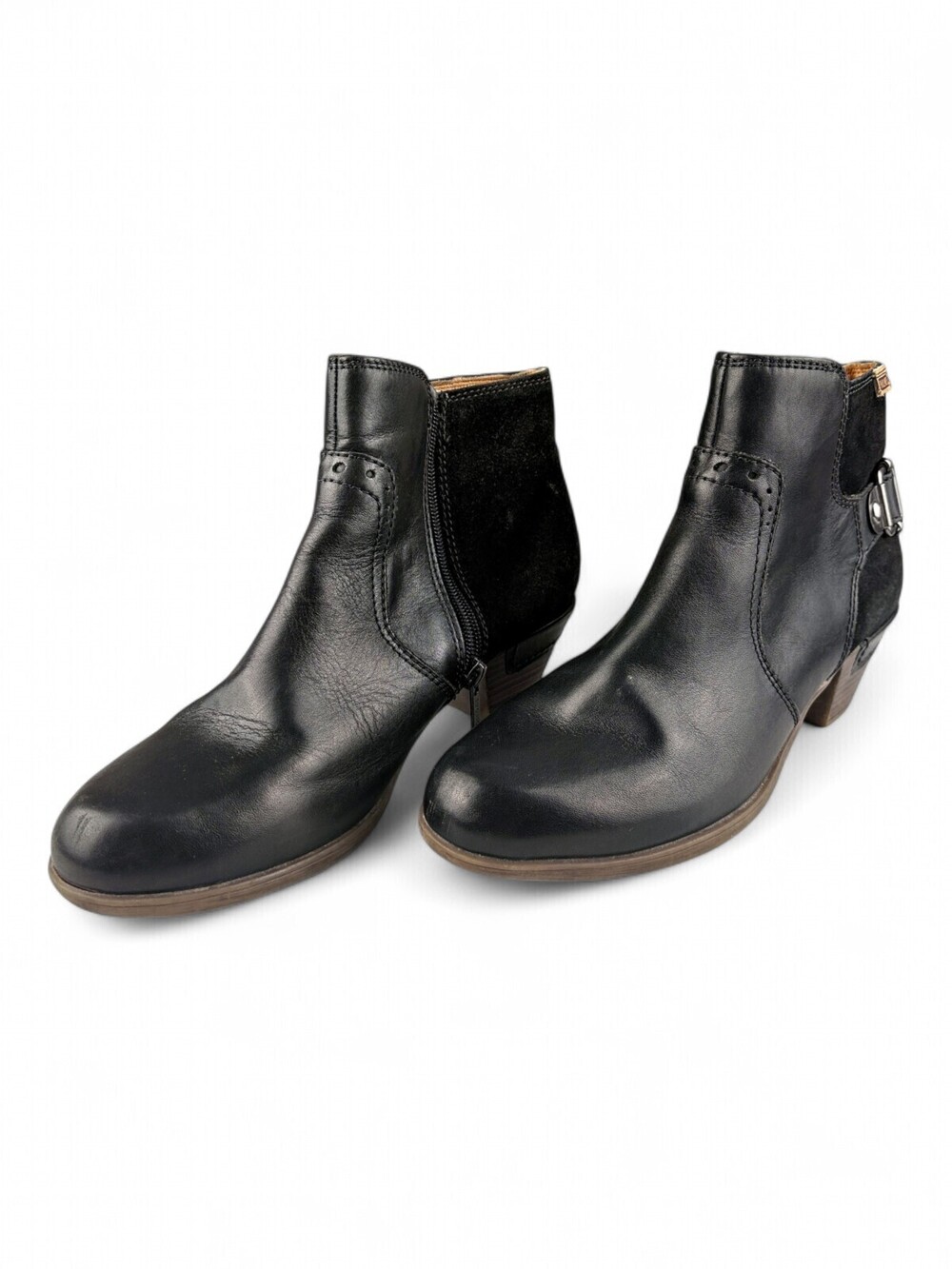 Pikolinos Black Leather Heeled Ankle Boots EU 39 / US 9